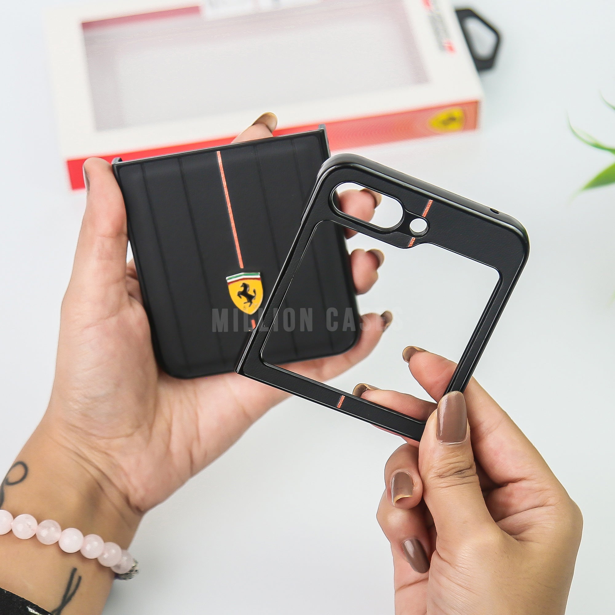 Galaxy Z Flip5 Premium Leather Ferrari Case