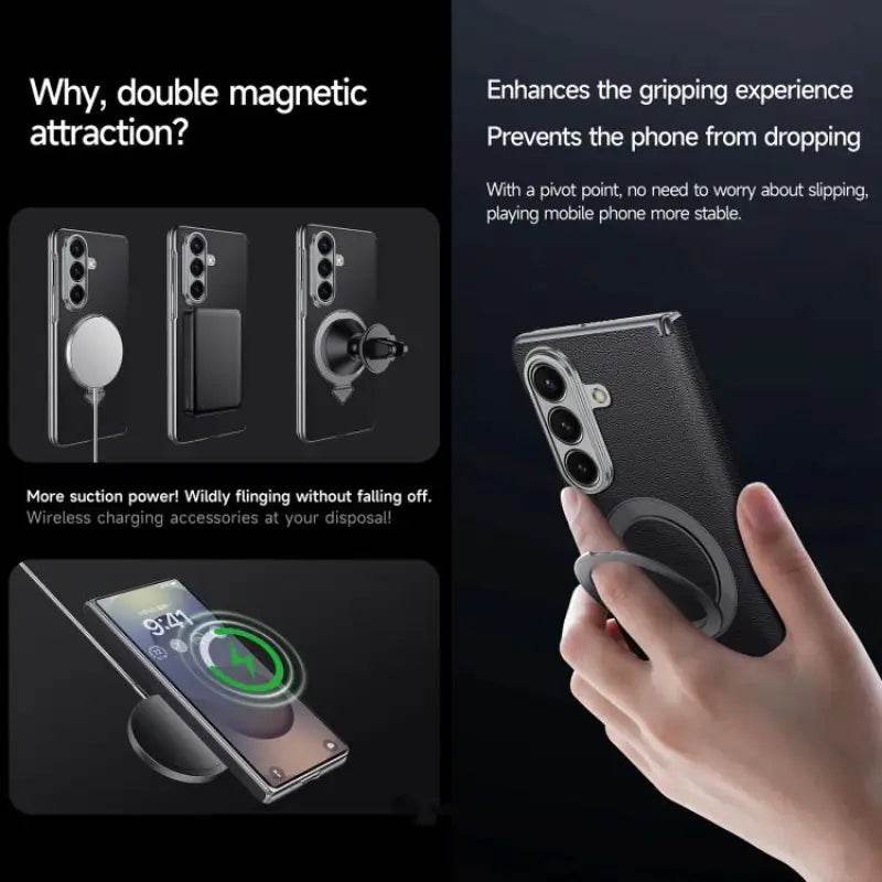 Galaxy Z Fold7 Infinity Luxe Leather Kickstand Case - Million Cases 