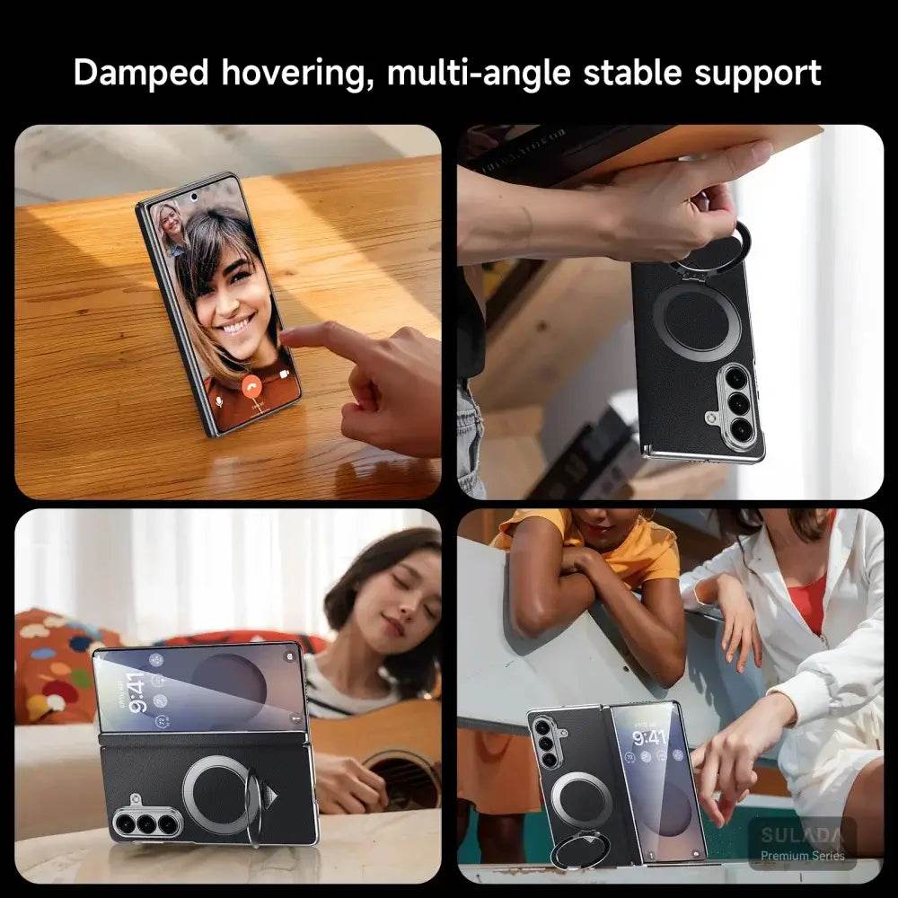 Galaxy Z Fold7 Infinity Luxe Leather Kickstand Case - Million Cases 