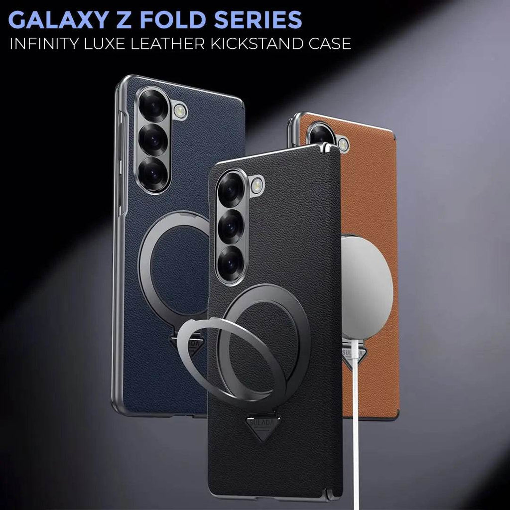 Galaxy Z Fold7 Infinity Luxe Leather Kickstand Case - Million Cases 