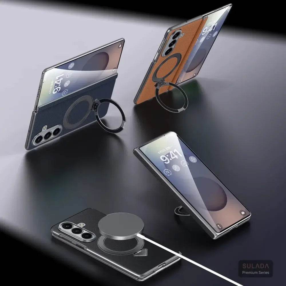 Galaxy Z Fold7 Infinity Luxe Leather Kickstand Case - Million Cases 