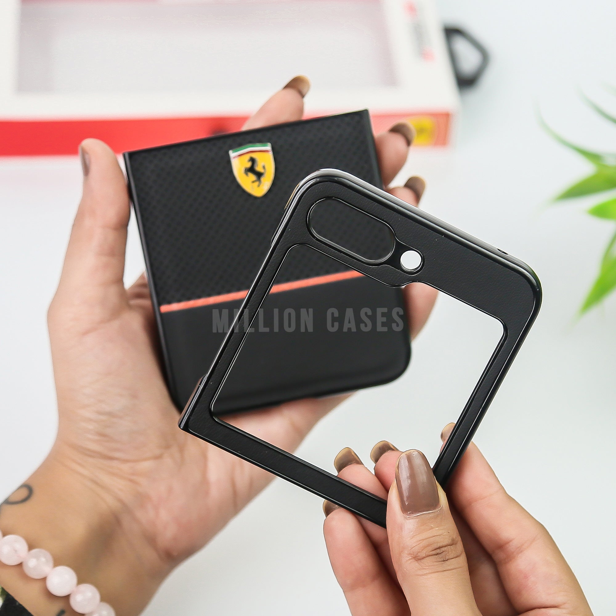 Galaxy Z Flip5 Premium Leather Ferrari Case