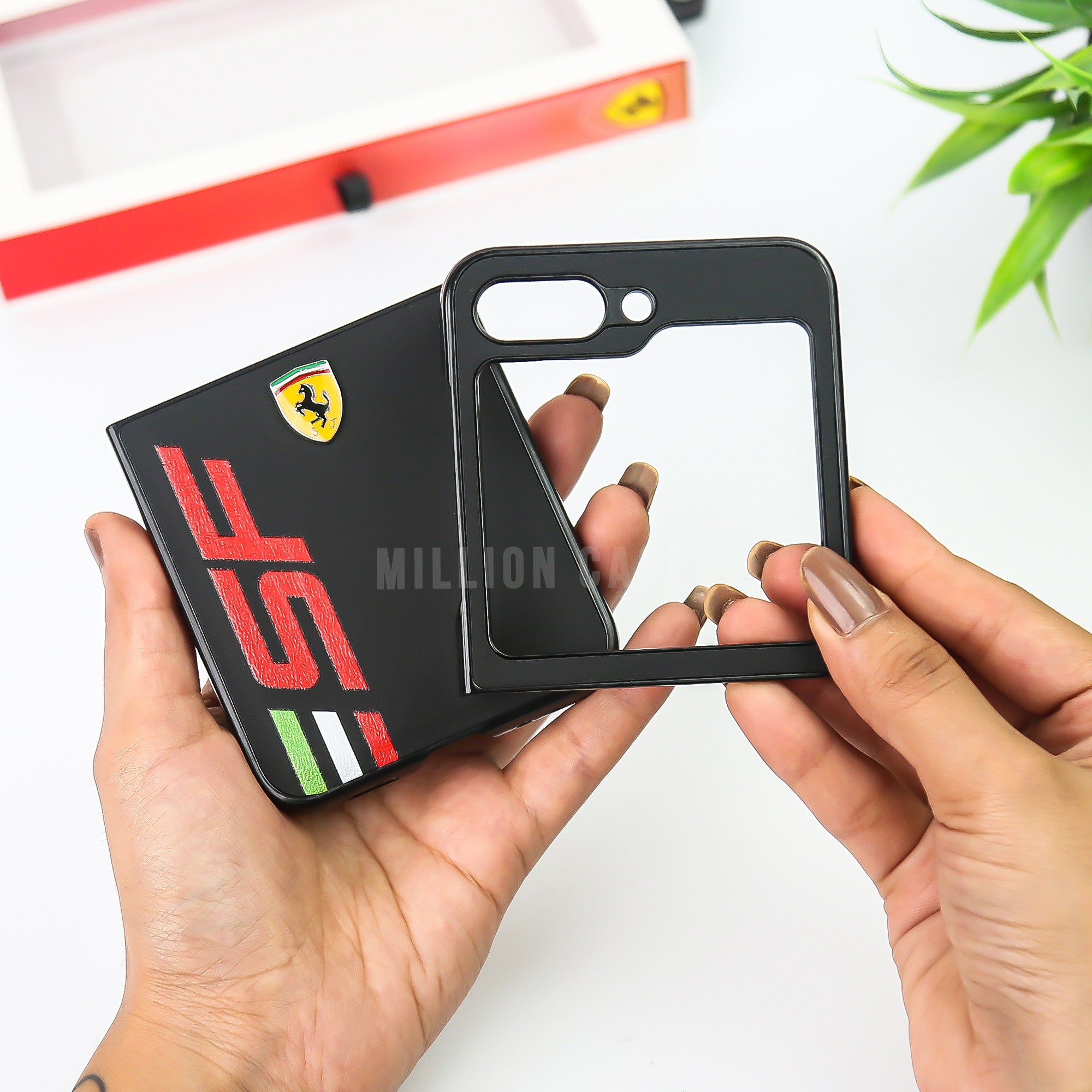 Galaxy Z Flip5 Premium Leather Ferrari Case