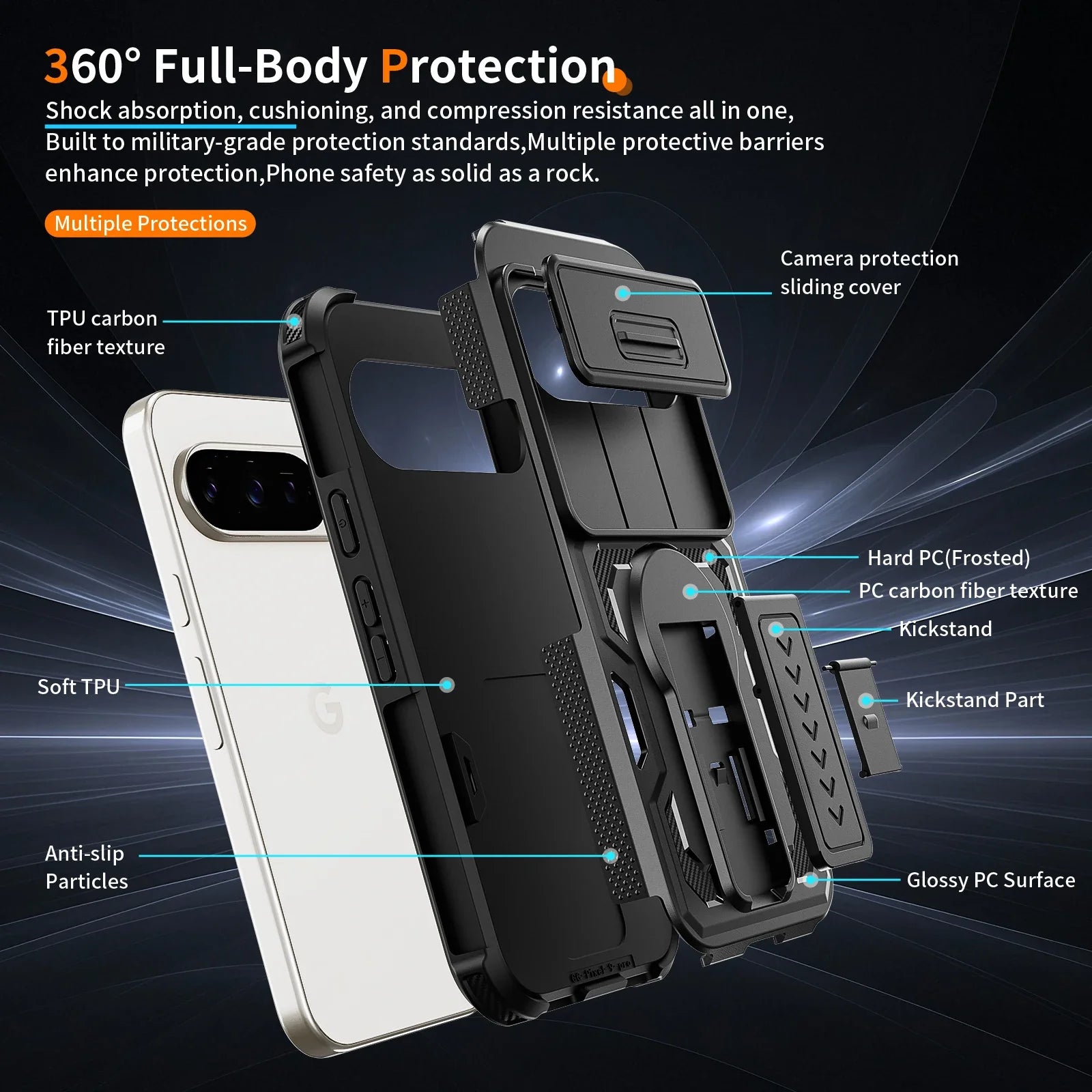 Shockproof Case with Stand & Lens Protector