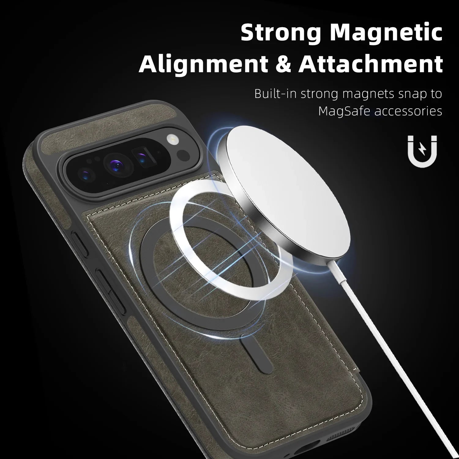 MagSafe Leather Wallet Flip Case - The Pixel Store